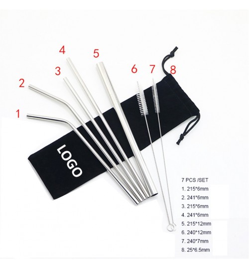 Set Of 7 Stainless Steel Straw
